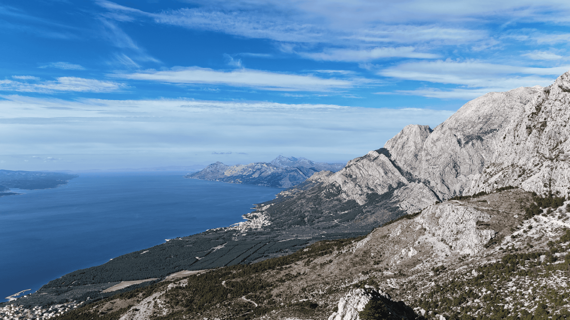 Adriatic Sea view from Biokovo peak Sv Jure cycling tour Croatia