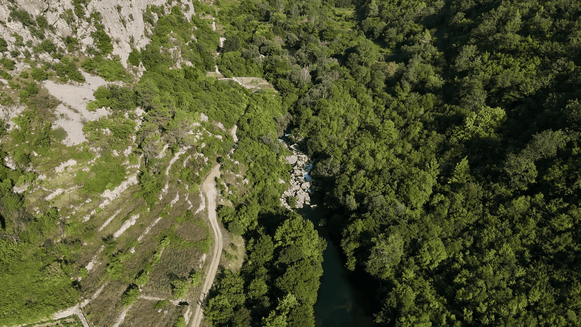 Radmanove Mlinice historic mill area Cetina River shaded nature stop Croatia