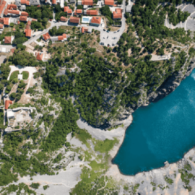 Imotski lake landscape panoramic view