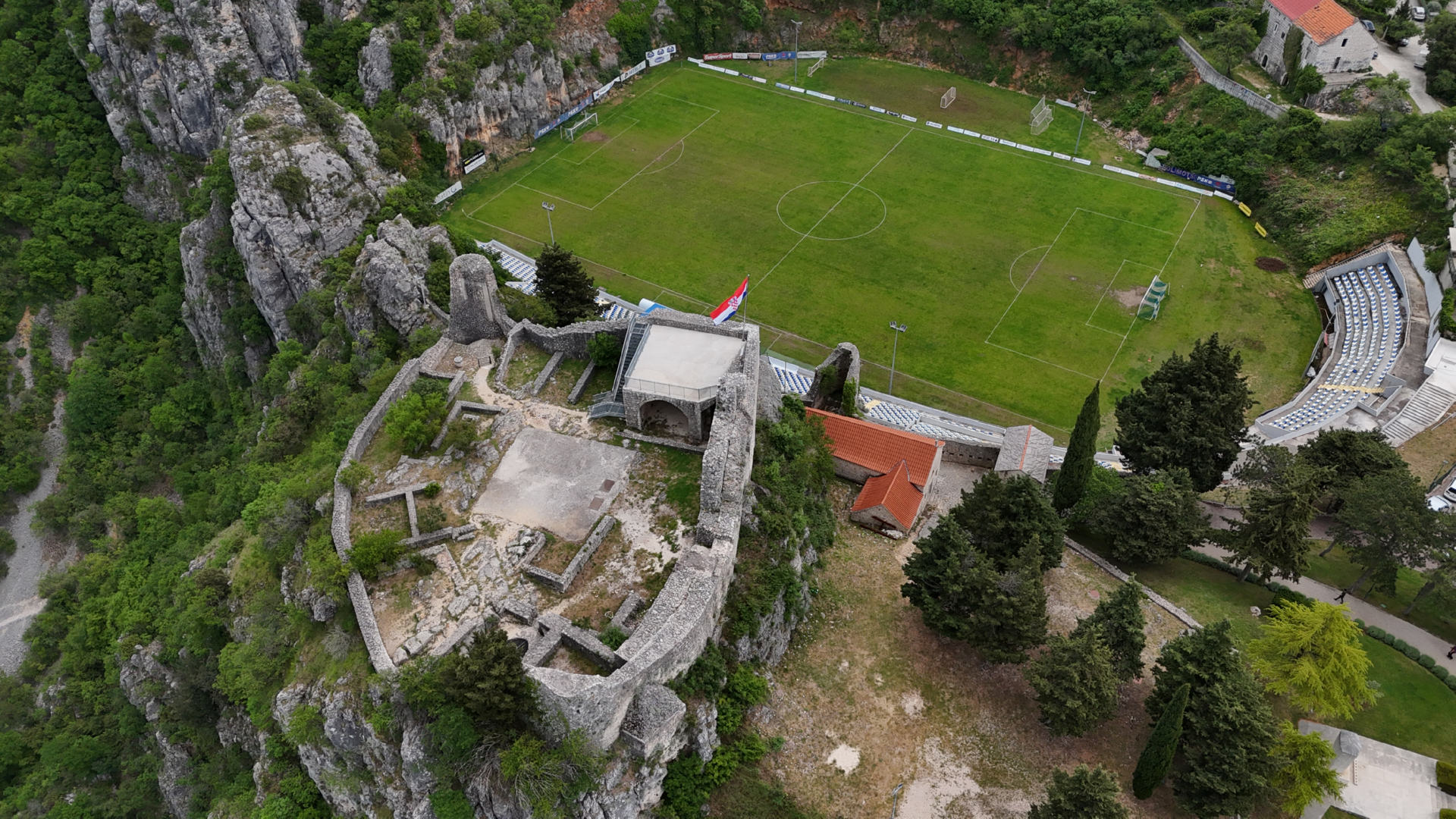 Imotski cycling trail through forests and karst landscape Croatia